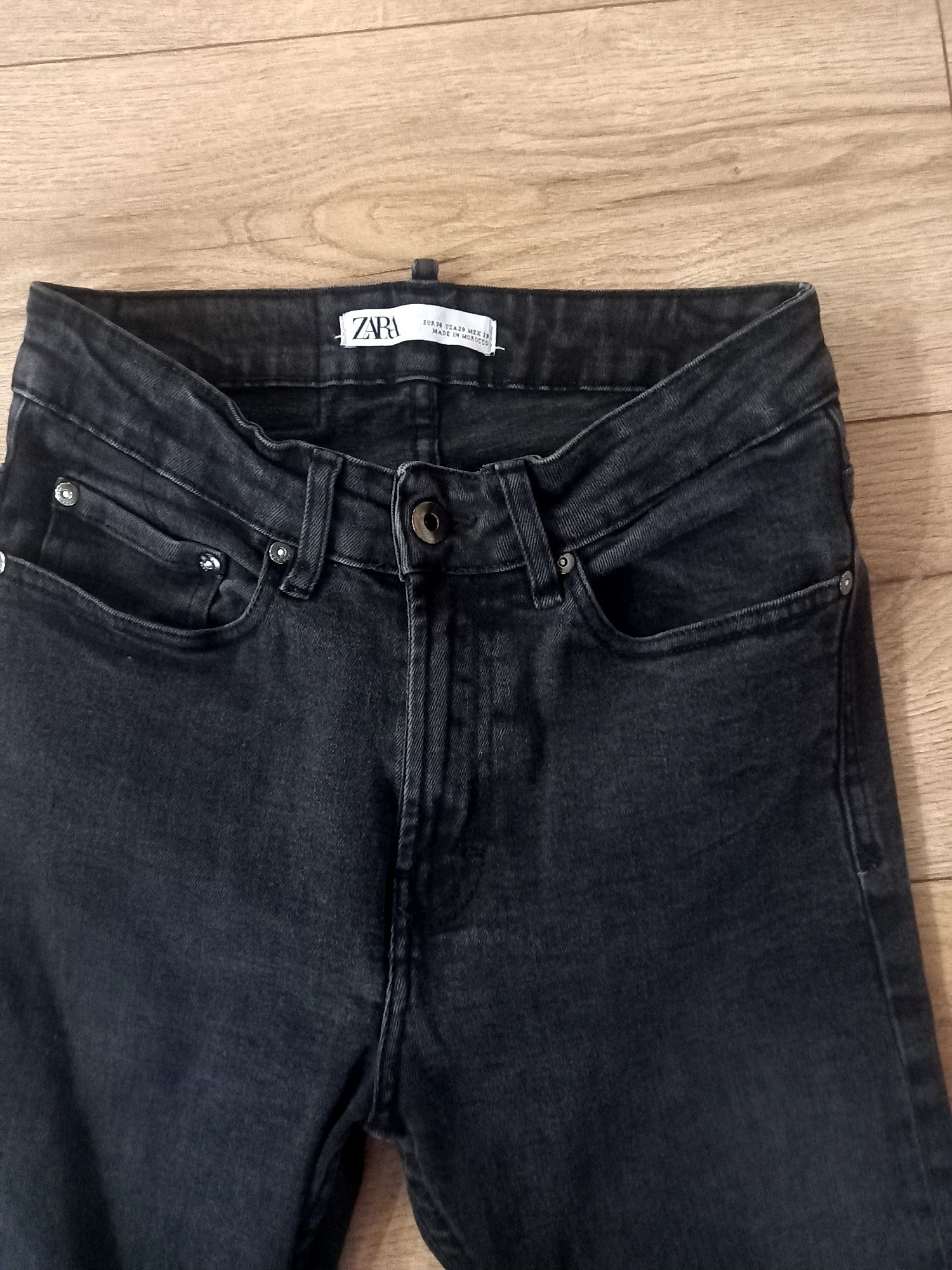 Spodnie jeansy skinny męskie chłopięce skinny czarno-szare Zara r. 36