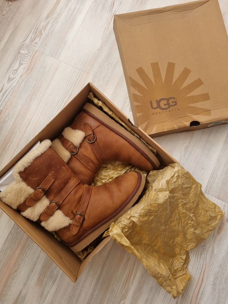 Оригинальные Ugg угги 38 зимние сапоги овчина  кожаные