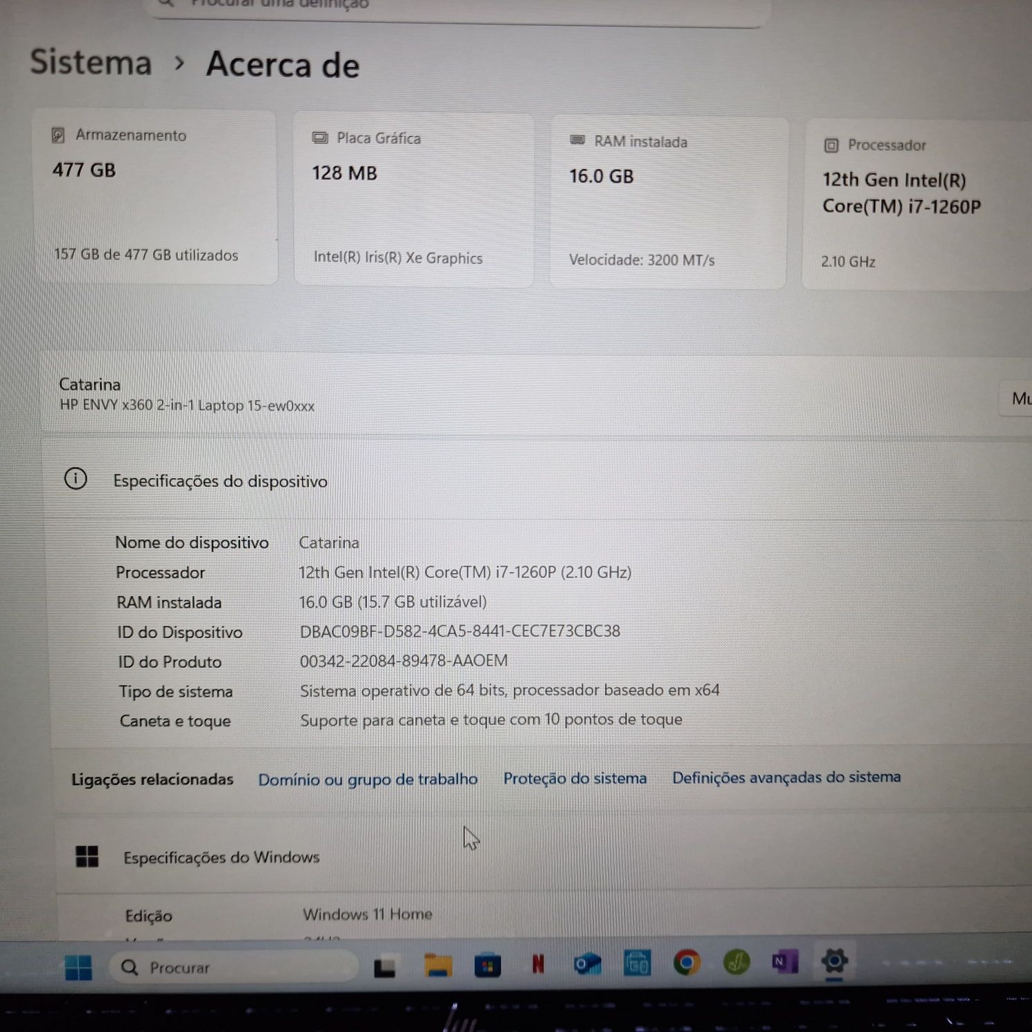 Portatil HP Envy X360 I7-1260P