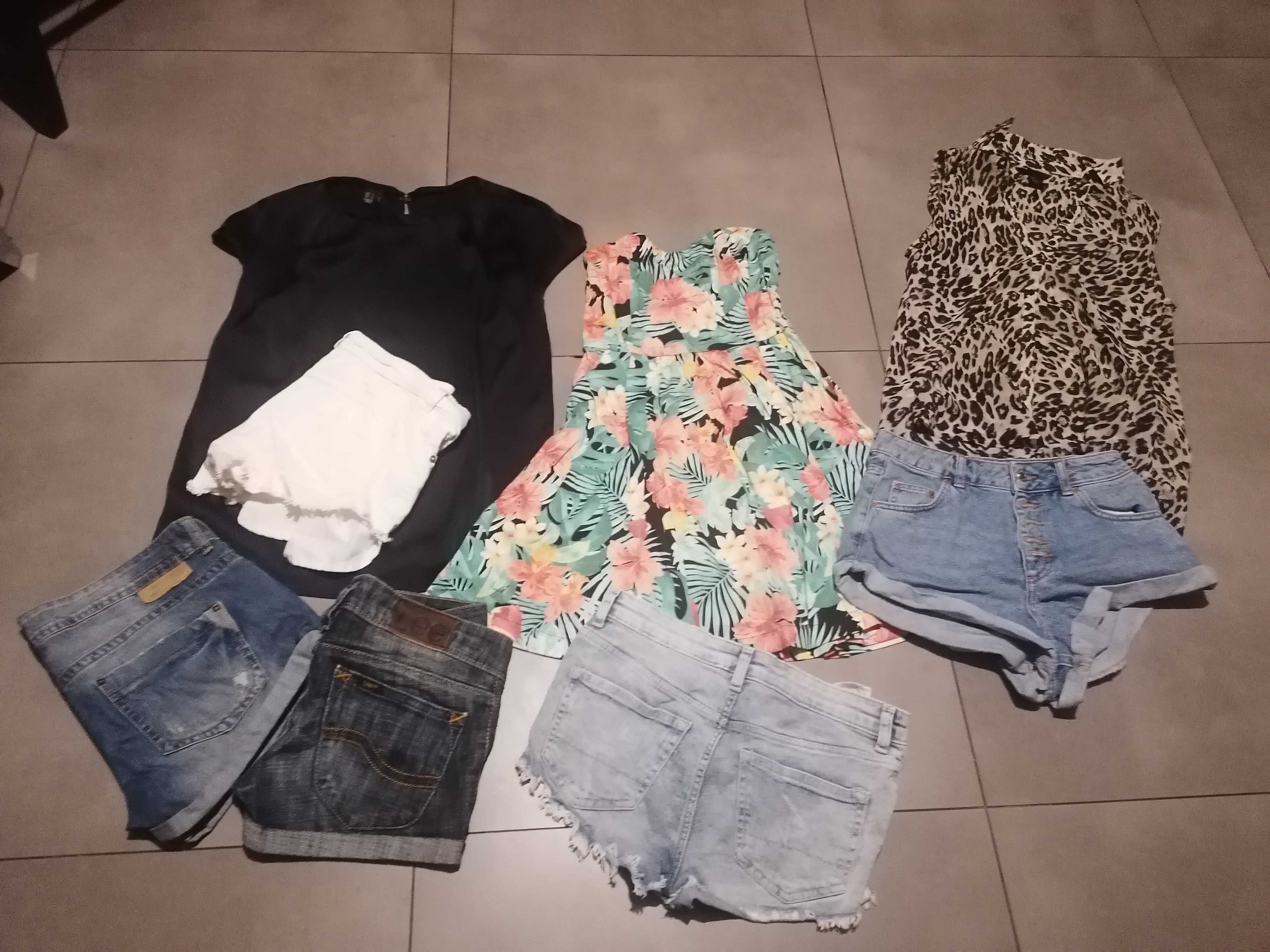 Zestaw paka ubrań 34 36 xs s zara h&m stradivarius spodenki jeans