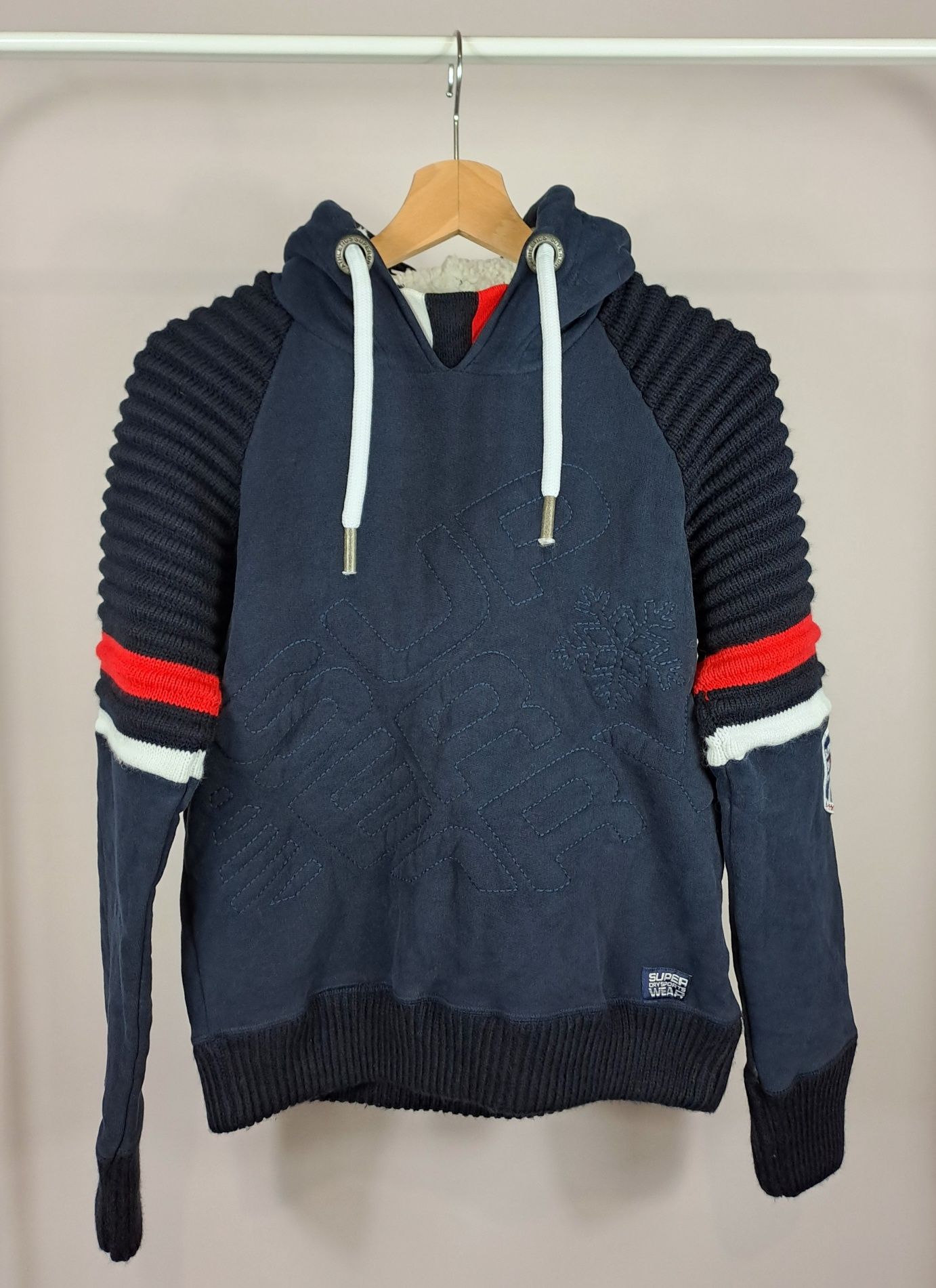Męska damska bluza Superdry Winter Sports hoodie r.S z futerkiem gruba