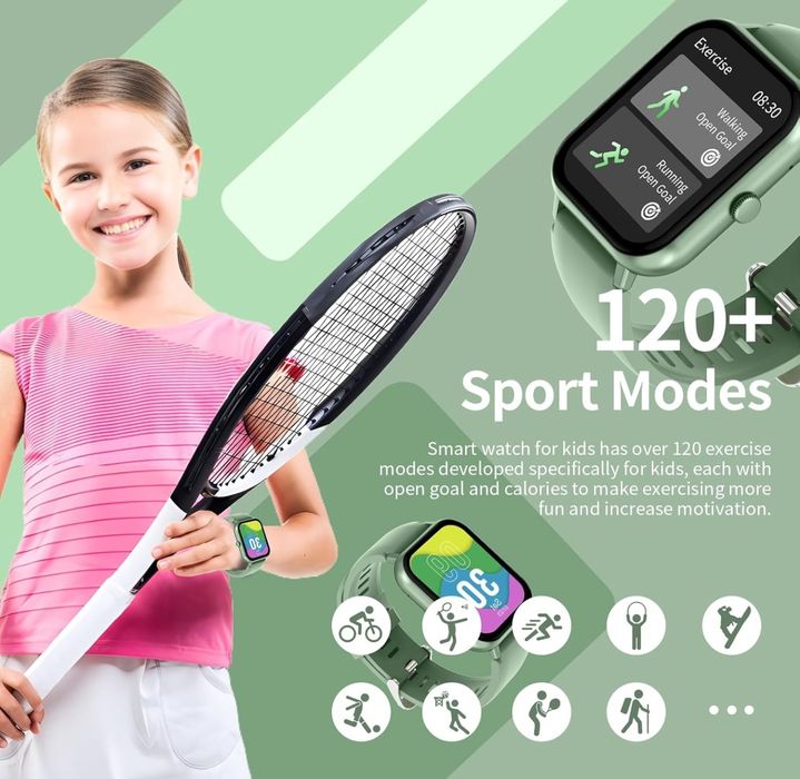 JUBUNRER Smartwatch Dzieci Monitor Snu Krokomierz 3+ Lata zielony