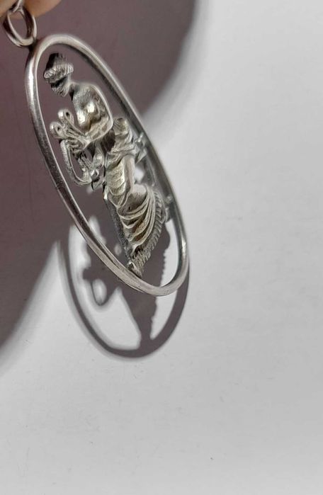 Stary srebrny wisiorek zawieszka ze srebra harfistka vintage retro