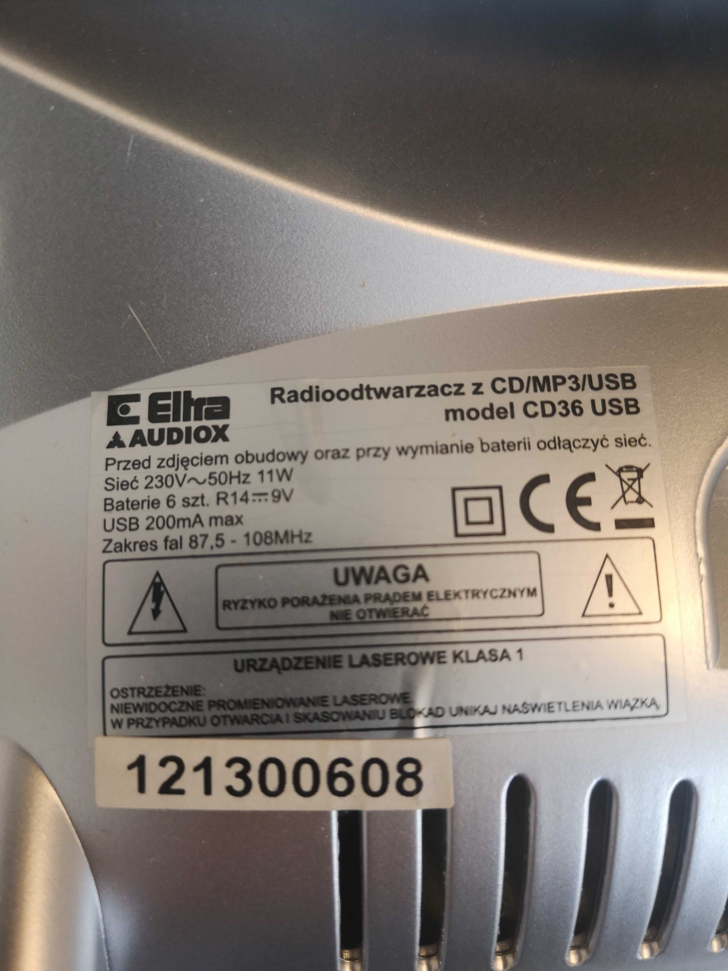 Radioodtwarzacz z CD/MP3/USB ELTRA model CD36 USB