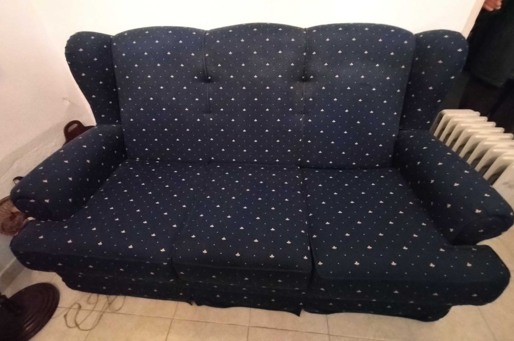 Sofá-cama azul + sofá individual