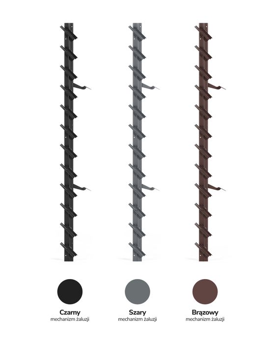 Stalowy mechanizm ruchome deseczki, żaluzje ogrodowe, shuttersy. Metal