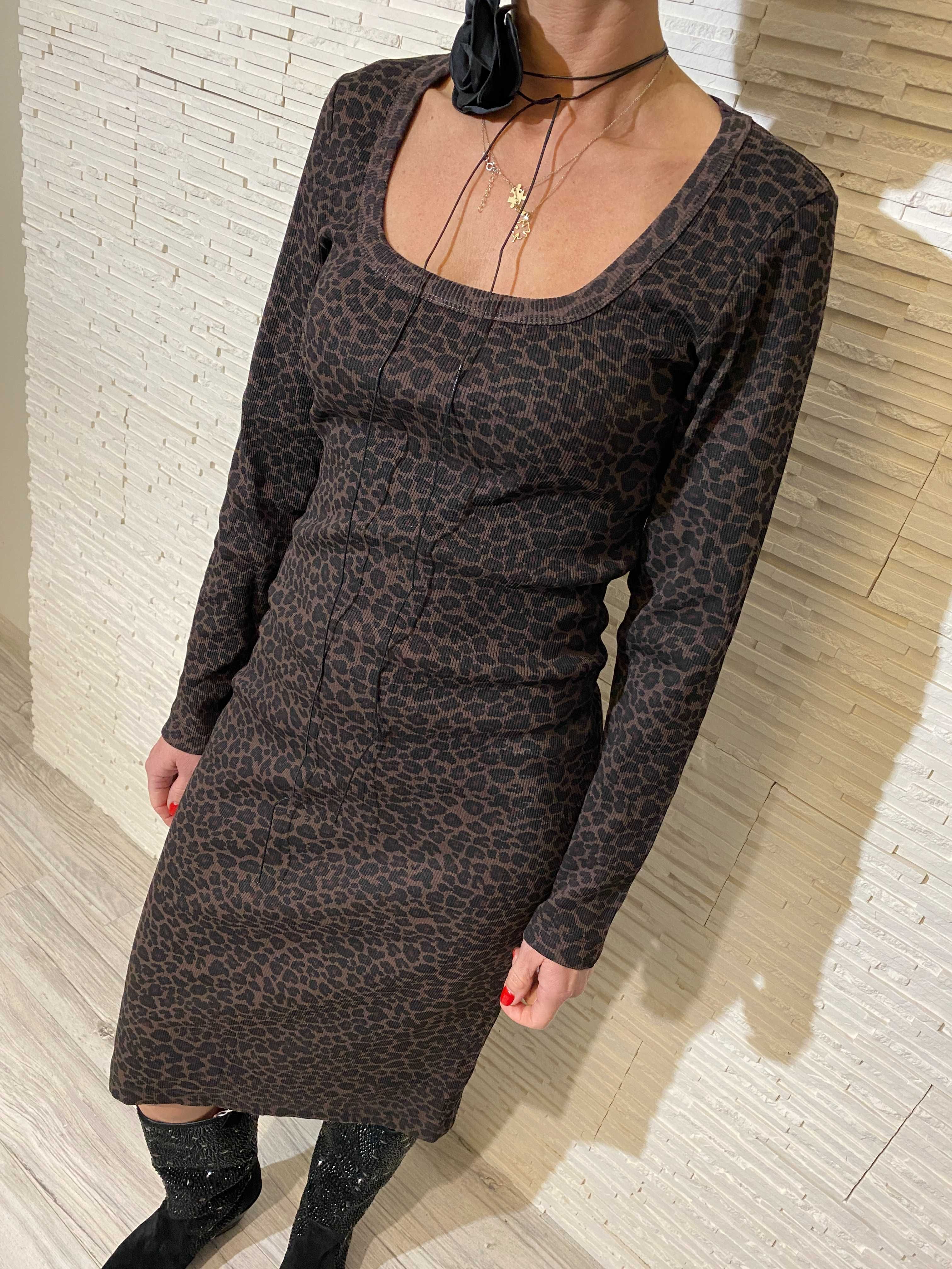 Project Runway lemonada nowa sukienka gepard cętki prążek midi