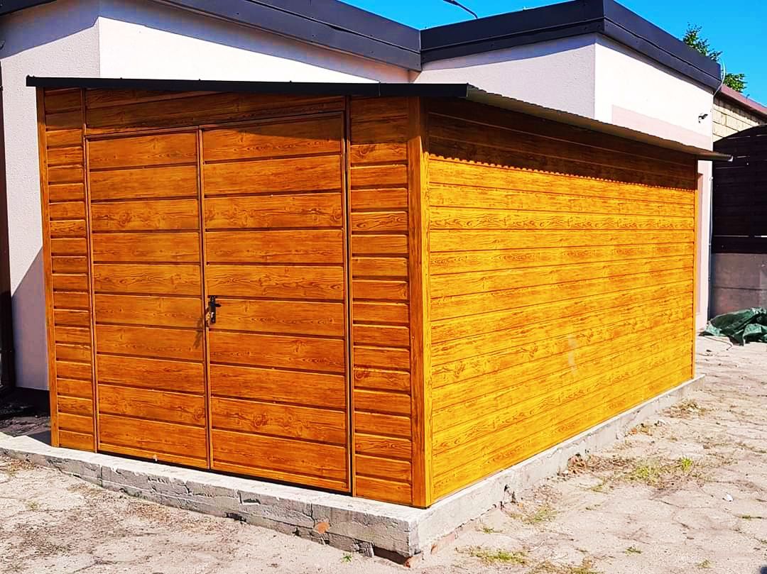Garaż blaszany 4x6 | Drewnopodobny | Profil Zamknięty