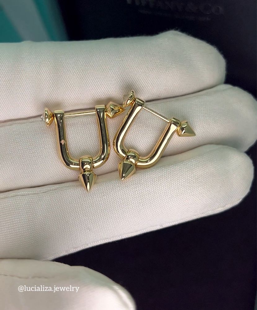 Золотые Серьги в стиле Tiffany с бриллиантами 0.37ct