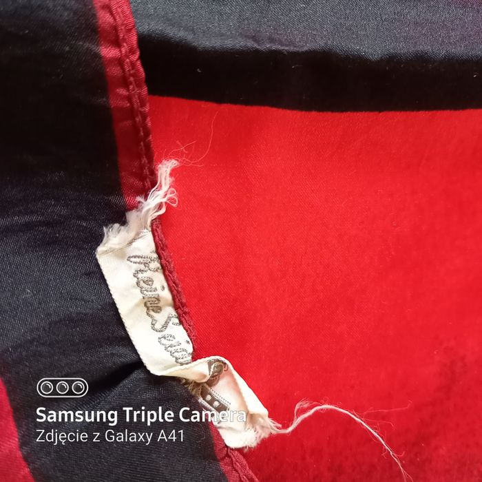 Apaszka, chusta czerwono czarna. Naturalny jedwab. Vintage.