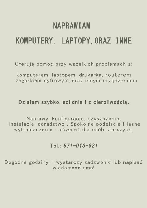 Naprawa komputerów, laptopów itp