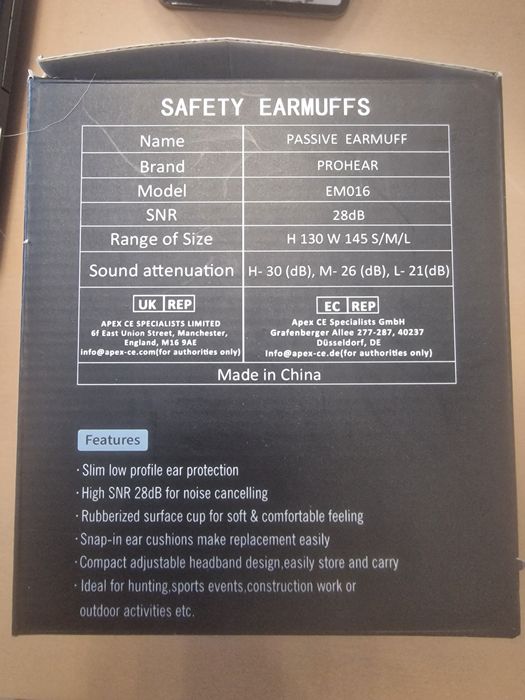 Nauszniki przeciwhałasowe strzeleckie PROHEAR EM016 OC