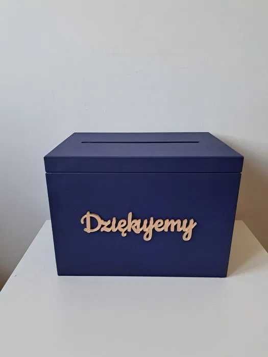 Pudełko na koperty Granatowe złoty lustrzany napis
