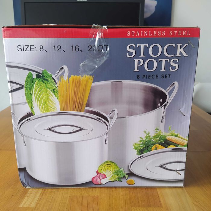 Zestaw solidnych niemieckich garnków z pokrykwami 7 8 10 i 12,5 l zest