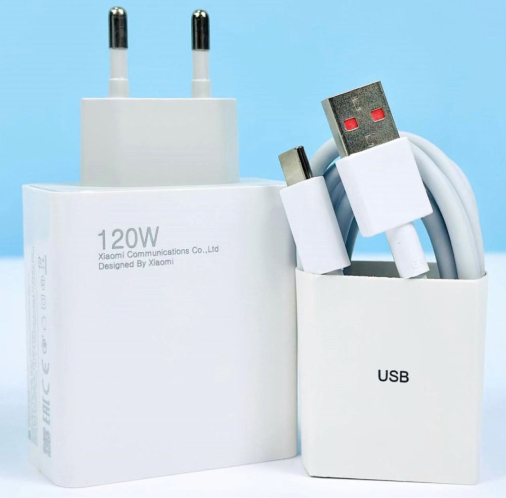 Зарядка ксиоми Редми Мережевий зарядний пристрій Xiaomi 120W USB+t/s