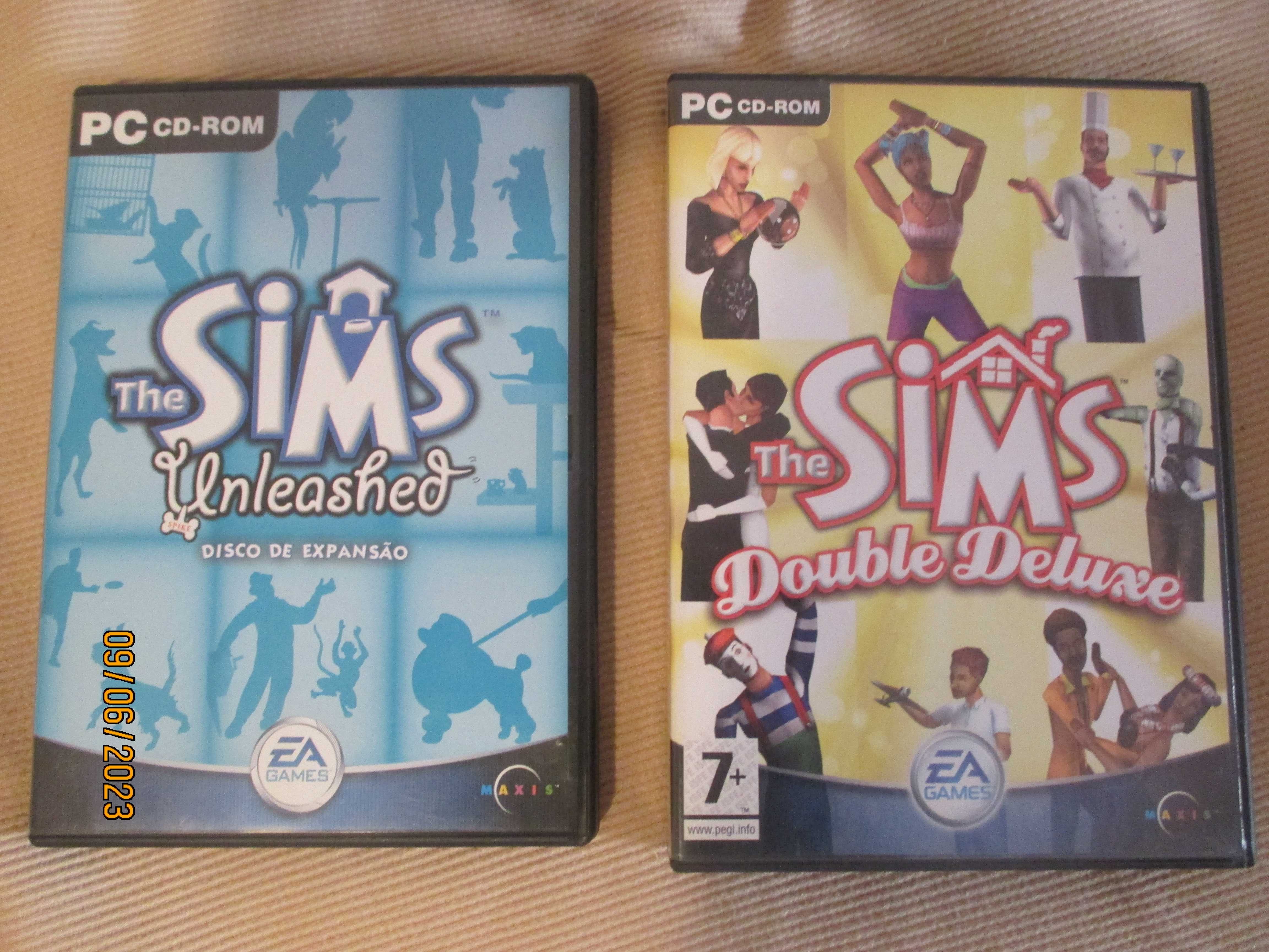 2 jogos para computador - The Sims Undeleashed e The Sims double delux