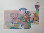 Pomar - rara serigrafia desenho de imitação de azulejo, 1992