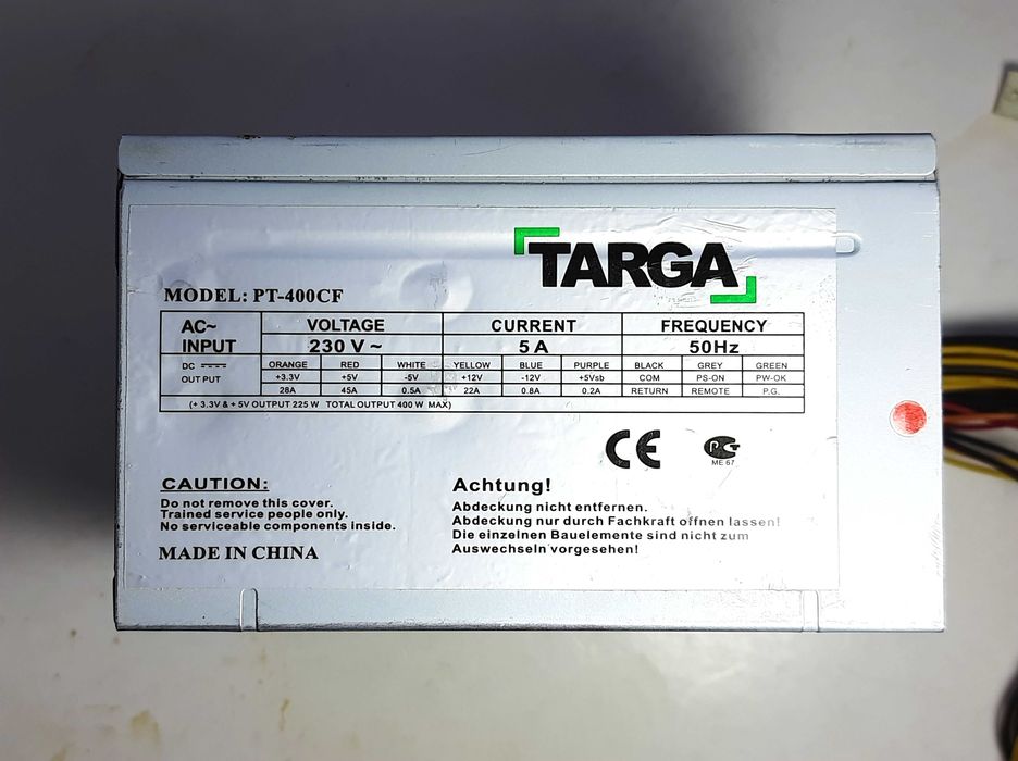 Блок питания Targa 400 W (PT-400CF) для компьютера.