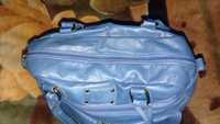 Синяя сумка кожаная