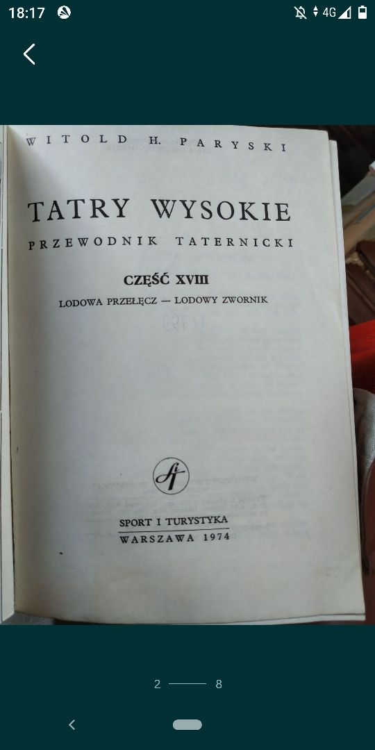 Tatry wysokie Paryski. Przewodnik taternicki. Cz. 18. Lodowa Przełęcz