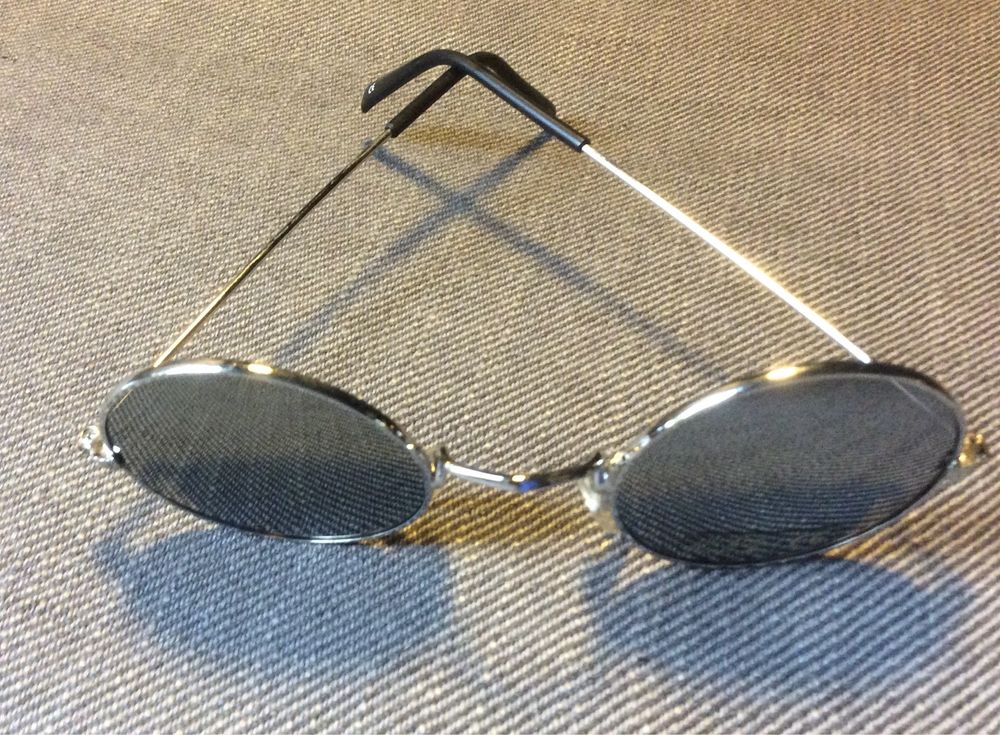 Okulary lenonki lustrzanki srebrne z filtrem uv nowe
