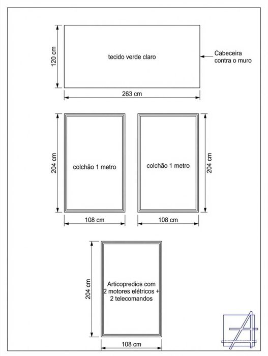 2 camas articuladas elétricas modernas télécomandadas
