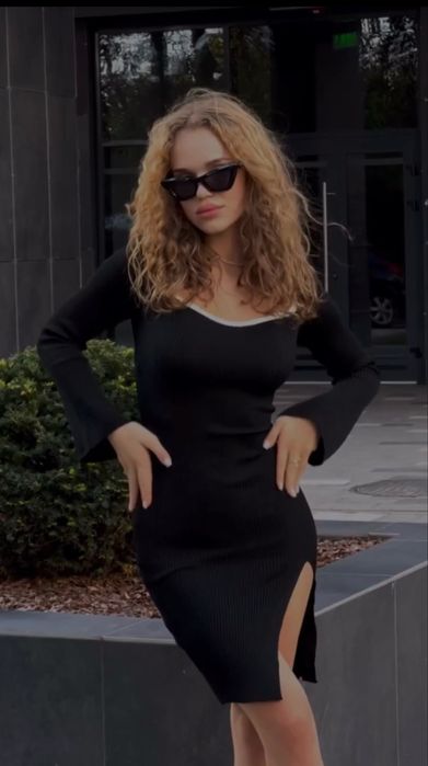 Бандажна сукня в рубчик, плаття в рубчик, плаття