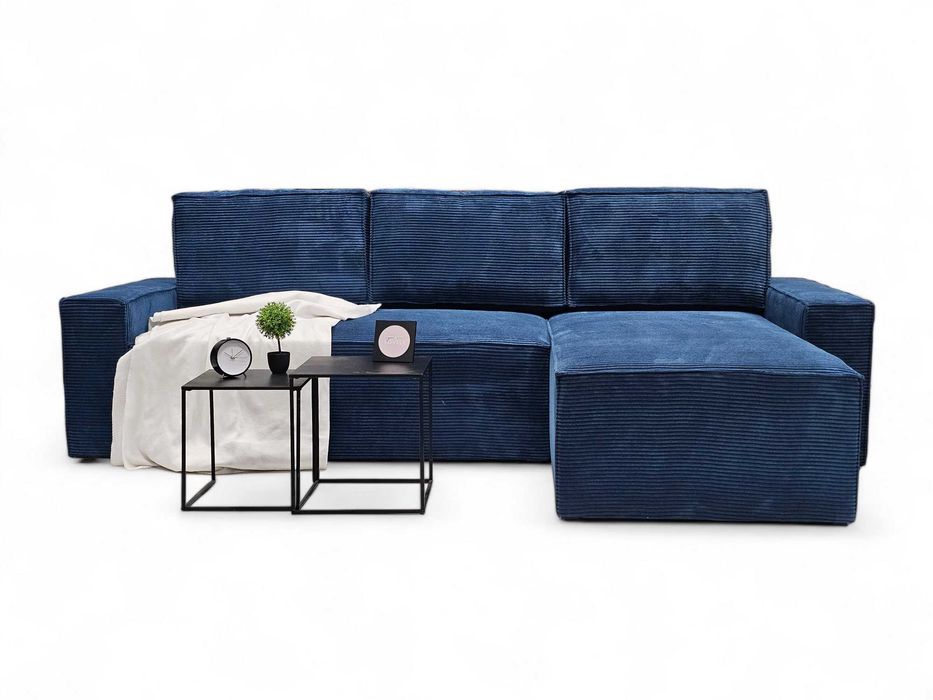 Narożnik z funkcją spania i pojemnikiem na pościel. Sprężyny. Sztruks