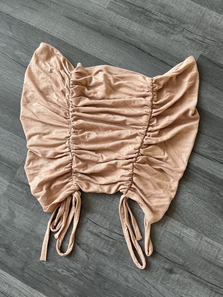 Beżowy crop top bluzka bandeau ASOS