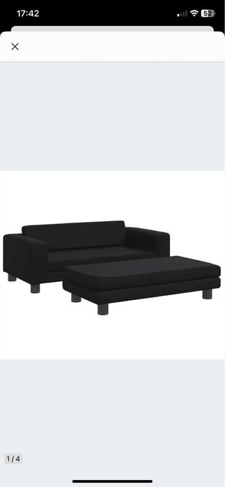 Kanapa Dla Psa Legowisko z Dostawką Czarne Ekoskóra 100 cm x 50 cm