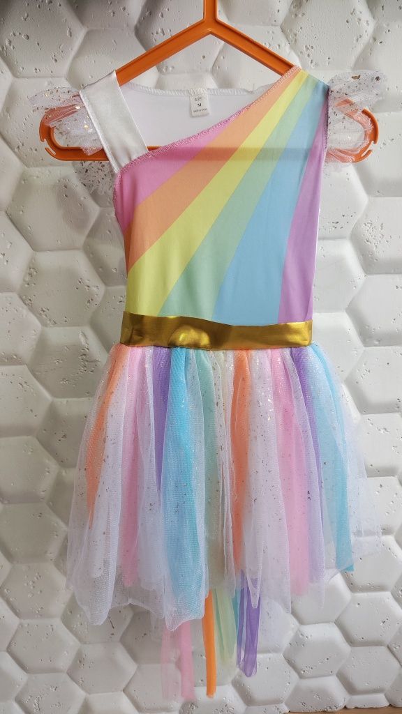 Платье единорог фея принцесса радуга для девочки 128 размер