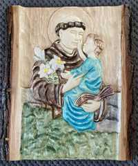 Plaskorzeźba drewniana „Św. Antoni”, rękodzieło