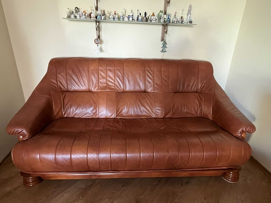 kanapa ,fotele ze skóry, ława -Swarzędz