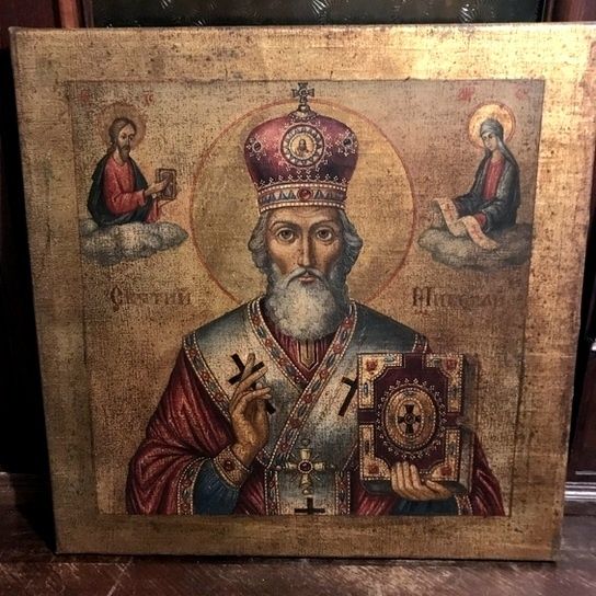 Старинная икона Николай Чудотворец