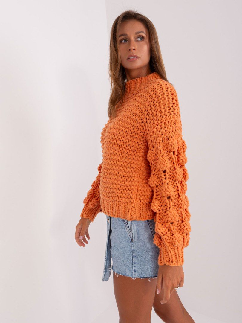 Sweter oversize pomarańczowy gruby splot