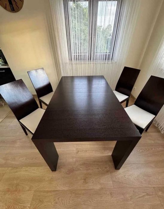 Zestaw jadalniany Paged Meble + stolik kawowy + lampy Italux