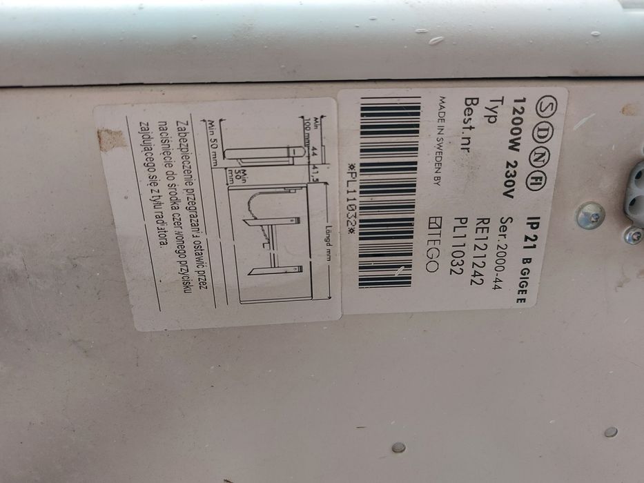 Grzejnik elektryczny 2 szt panelowy 1200w (made in Sweden)