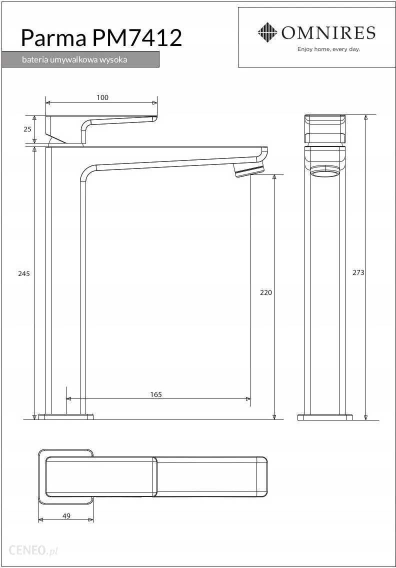 bateria umywalkowa wysoka stojąca OMNIRES PARMA