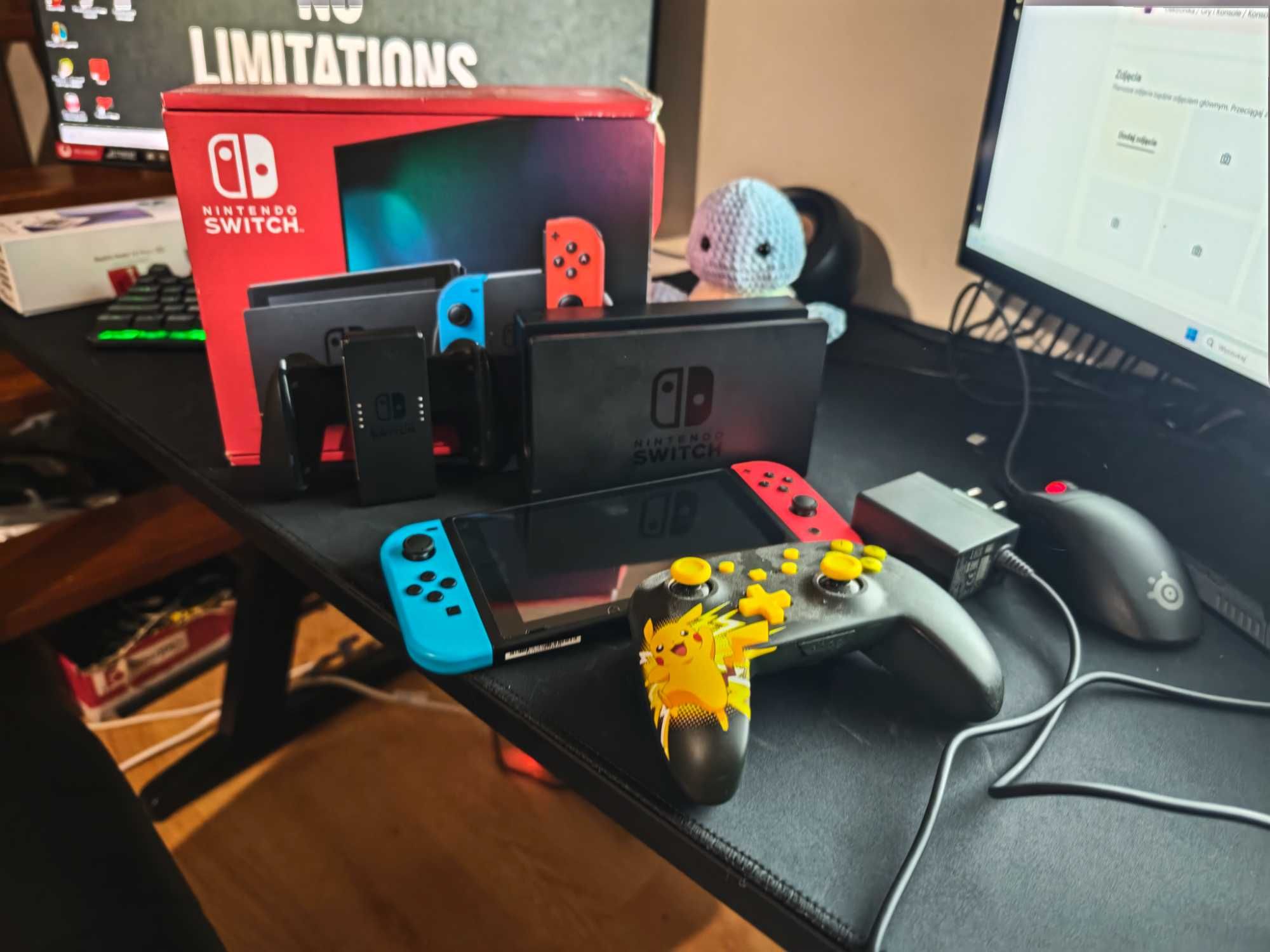 Nintendo Switch V2 +Joy-Con NiebieskoCzerwony Stan jak nowy Gwarancja