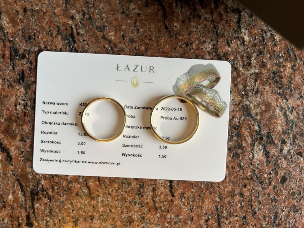 Obrączki ślubne Nowe Łazur model K33