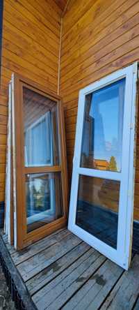 Drzwi balkonowe PCV Tanio Okazja ! Złoty dąb/Białe Nowy Targ