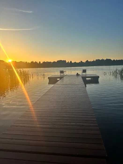 Lawendowe domki nad jeziorem Roś, Mazury, balia z hydromasażem