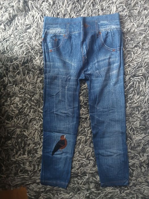 Legginsy 3/4 imitacja jeansu z dziurami