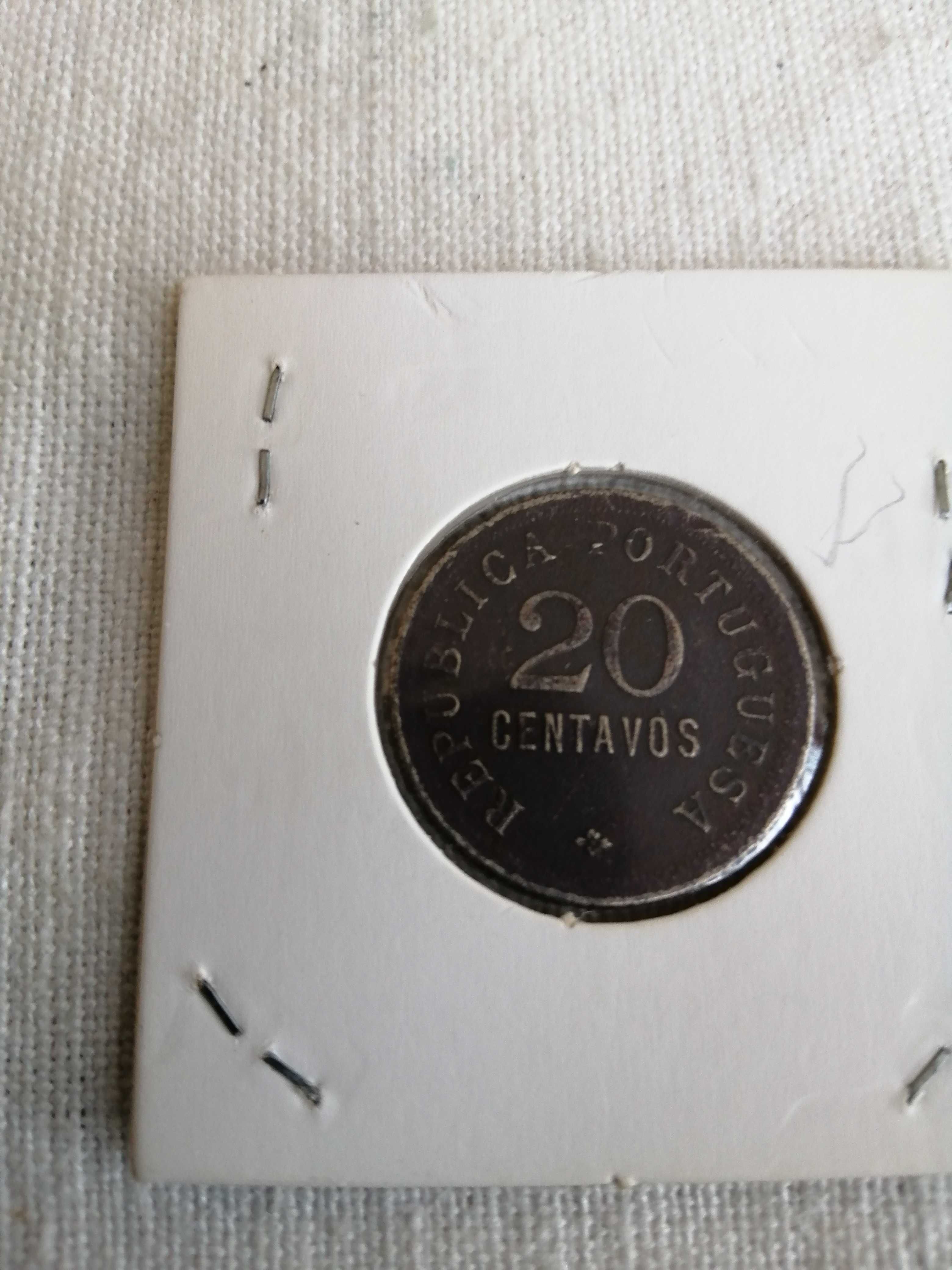 Moeda de 20 centavos de 1921 de Angola