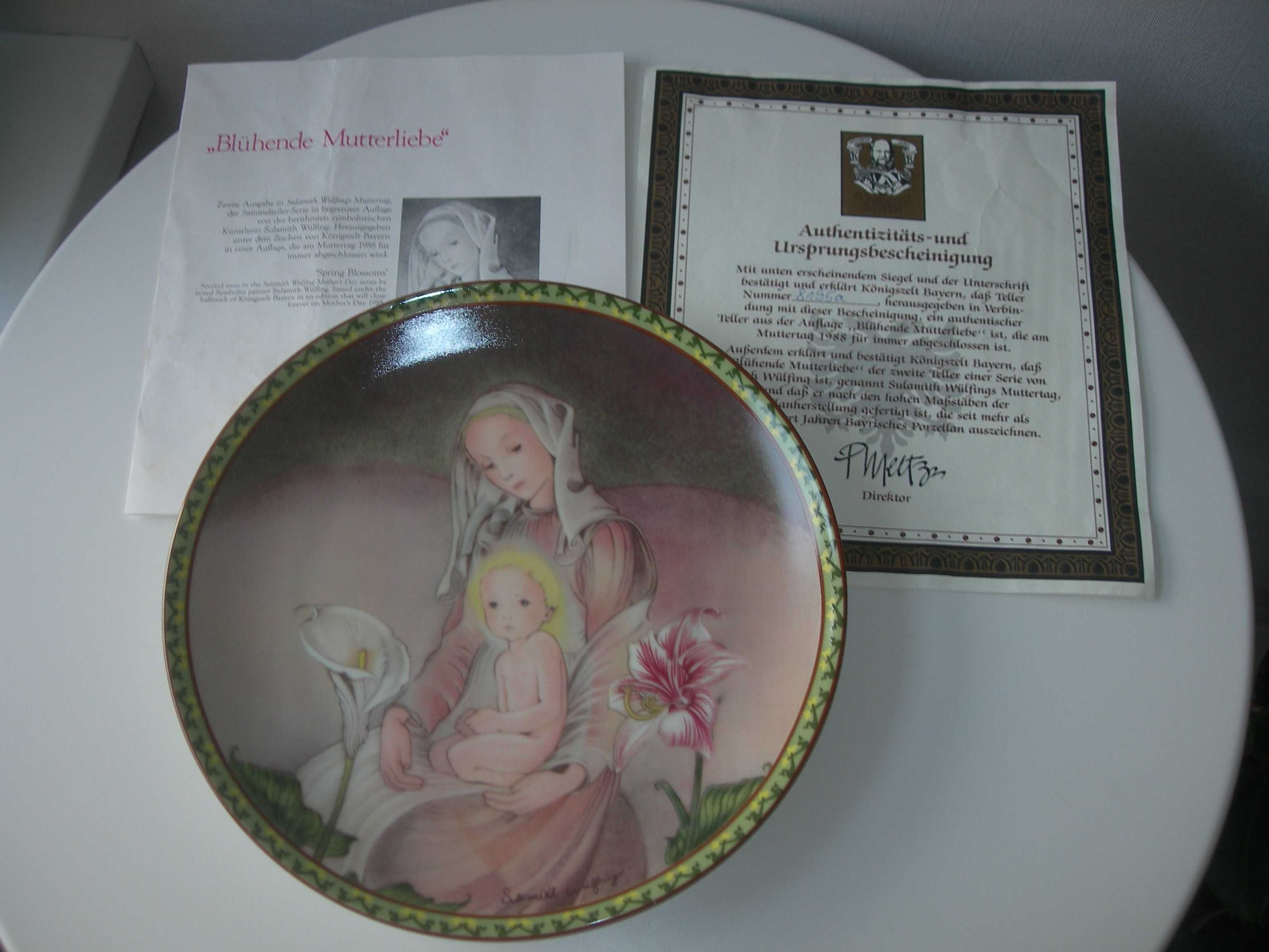 Тарелка, Материнская любовь, Konigszelt Bayern, сертификат