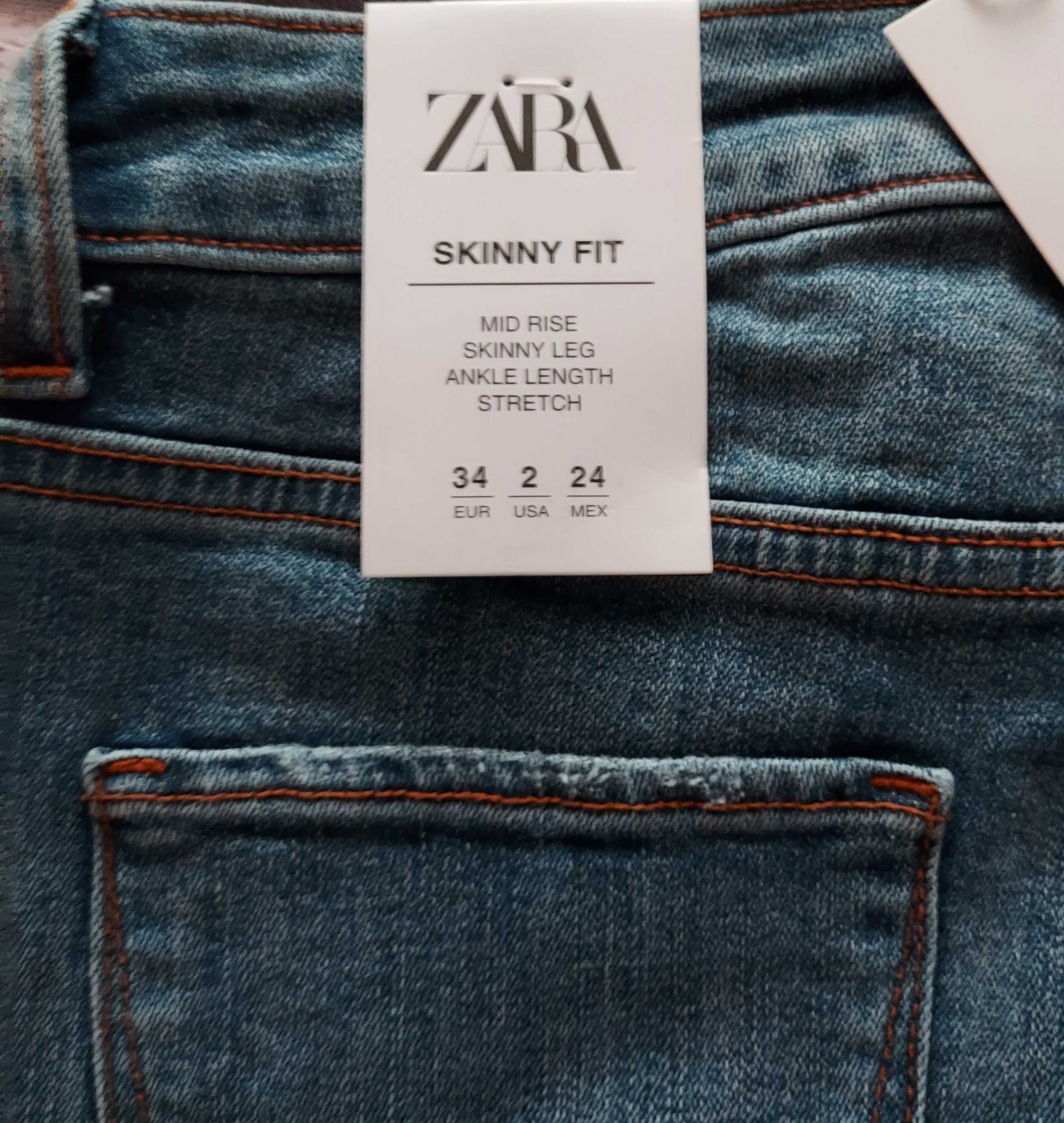 XS Zara Джинсы скинни рваные трендовые из новой коллекции