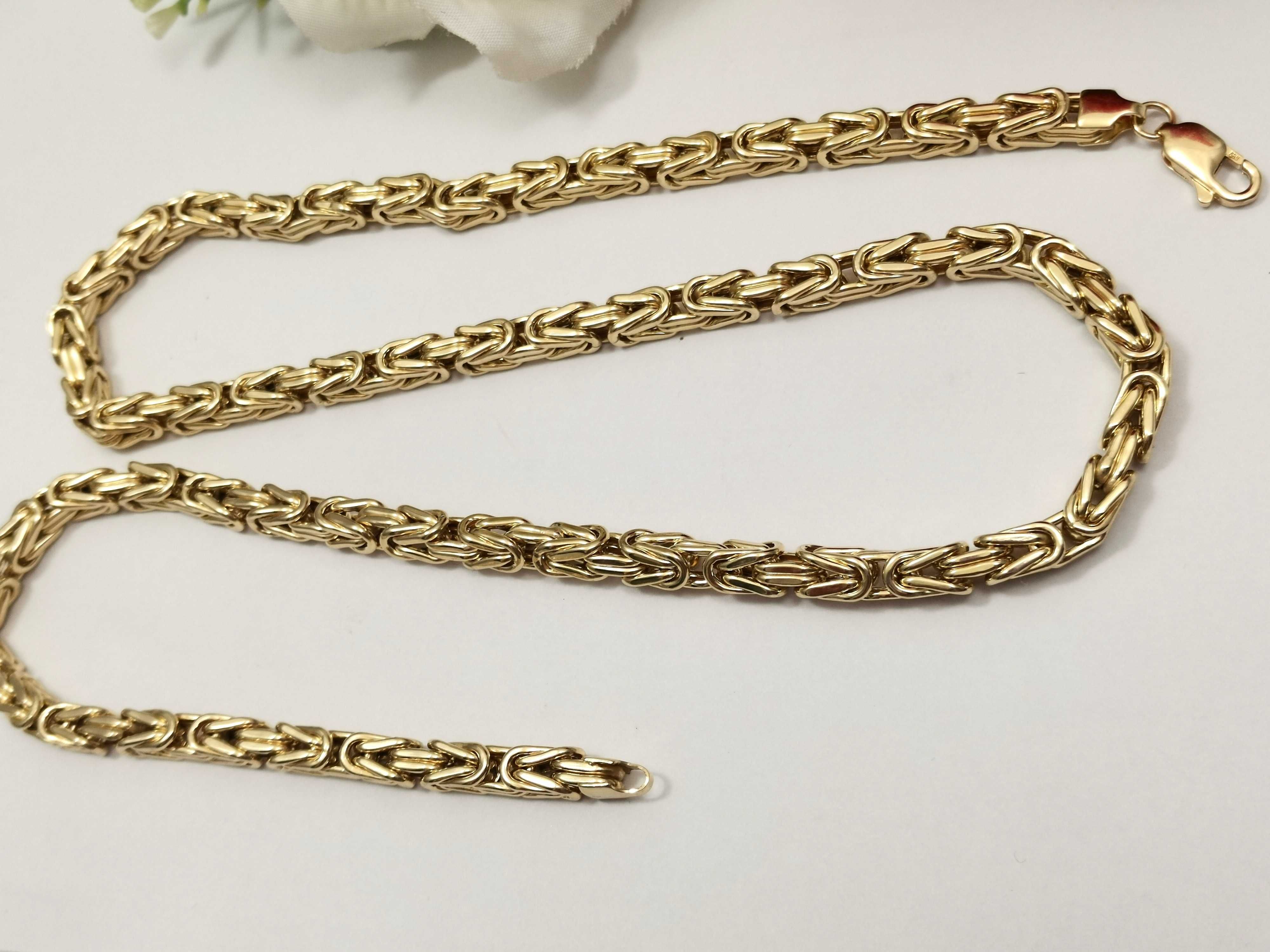 Piękny masywny złoty łańcuch, splot królewski 34,3 g 585 !