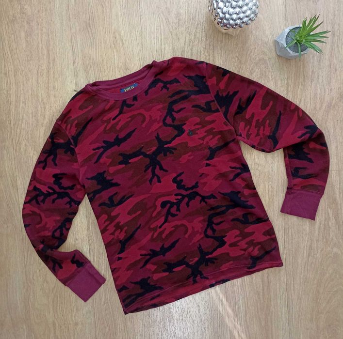 Ralph Lauren bordowy czarny longsleeve moro M