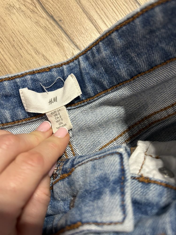 Spodnie jeansowe H&M szerokie nogawki wysoki stan młodzieżowe r XS