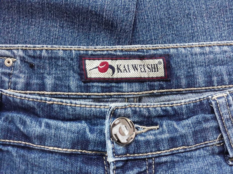 spodnie jeans granatowe proste KAI WEI SHI